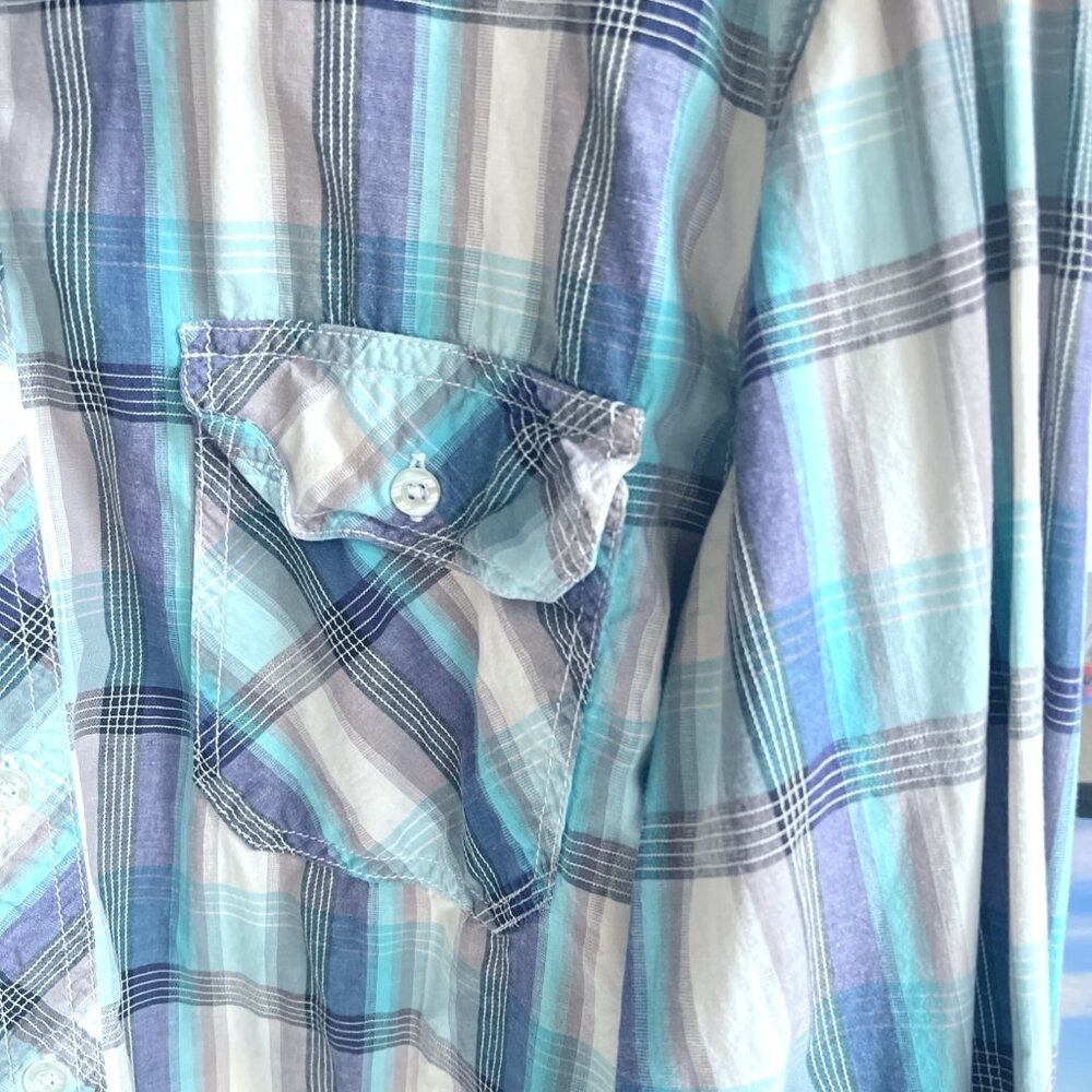 Carbon Vintage Plaid Dress Shirt Long Sleeve Button up Mens Size L Cotton - Picture 7 of 7